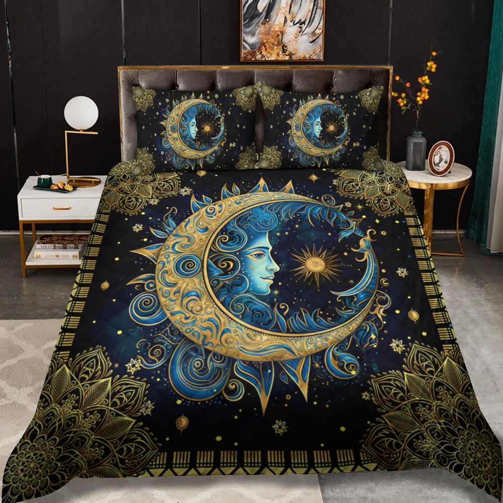 Sun And Moon Mandala Quilt Bed Set HT130905