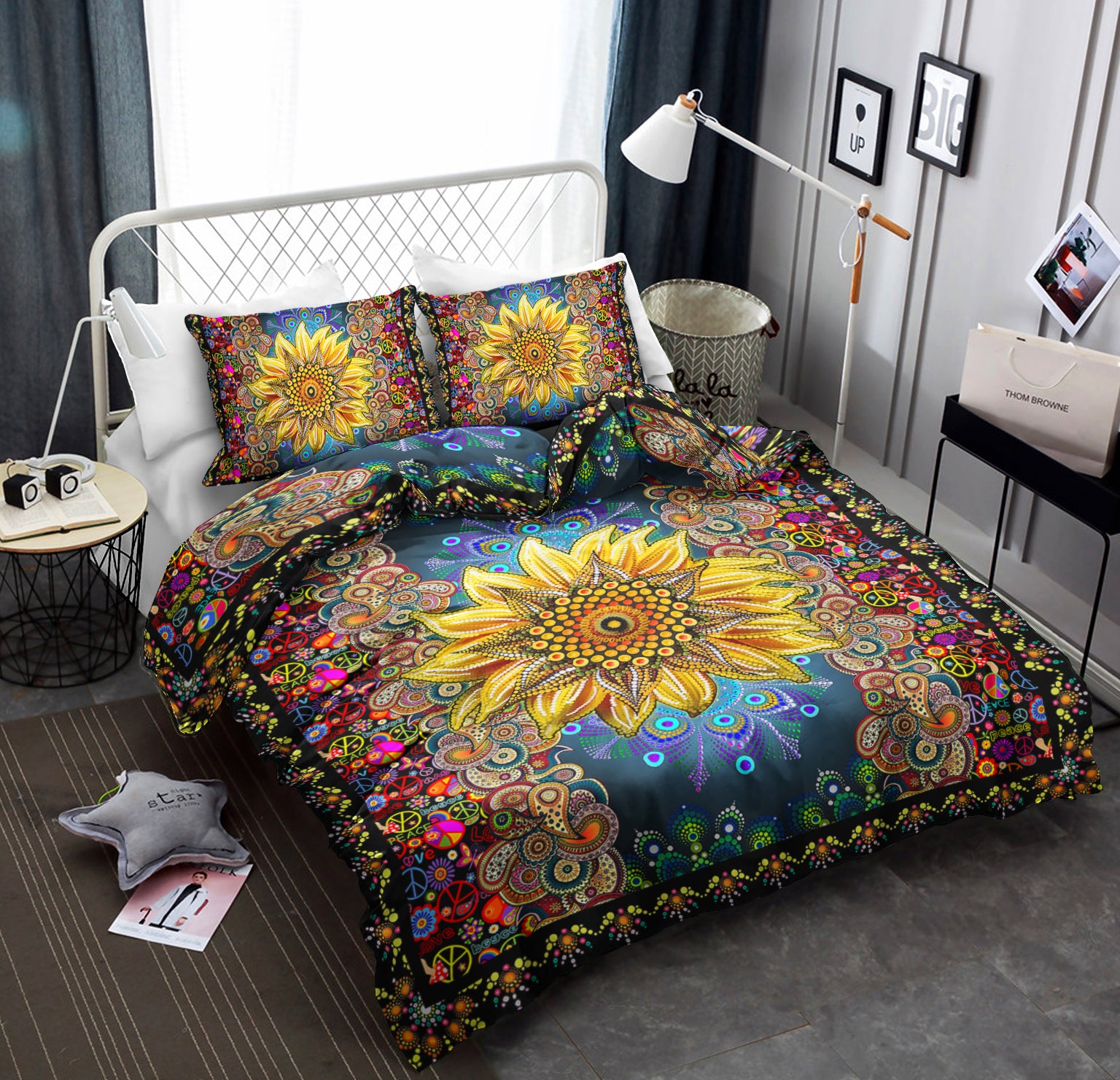 Sunflower Hippie Peace Bedding Sets TL160603BS