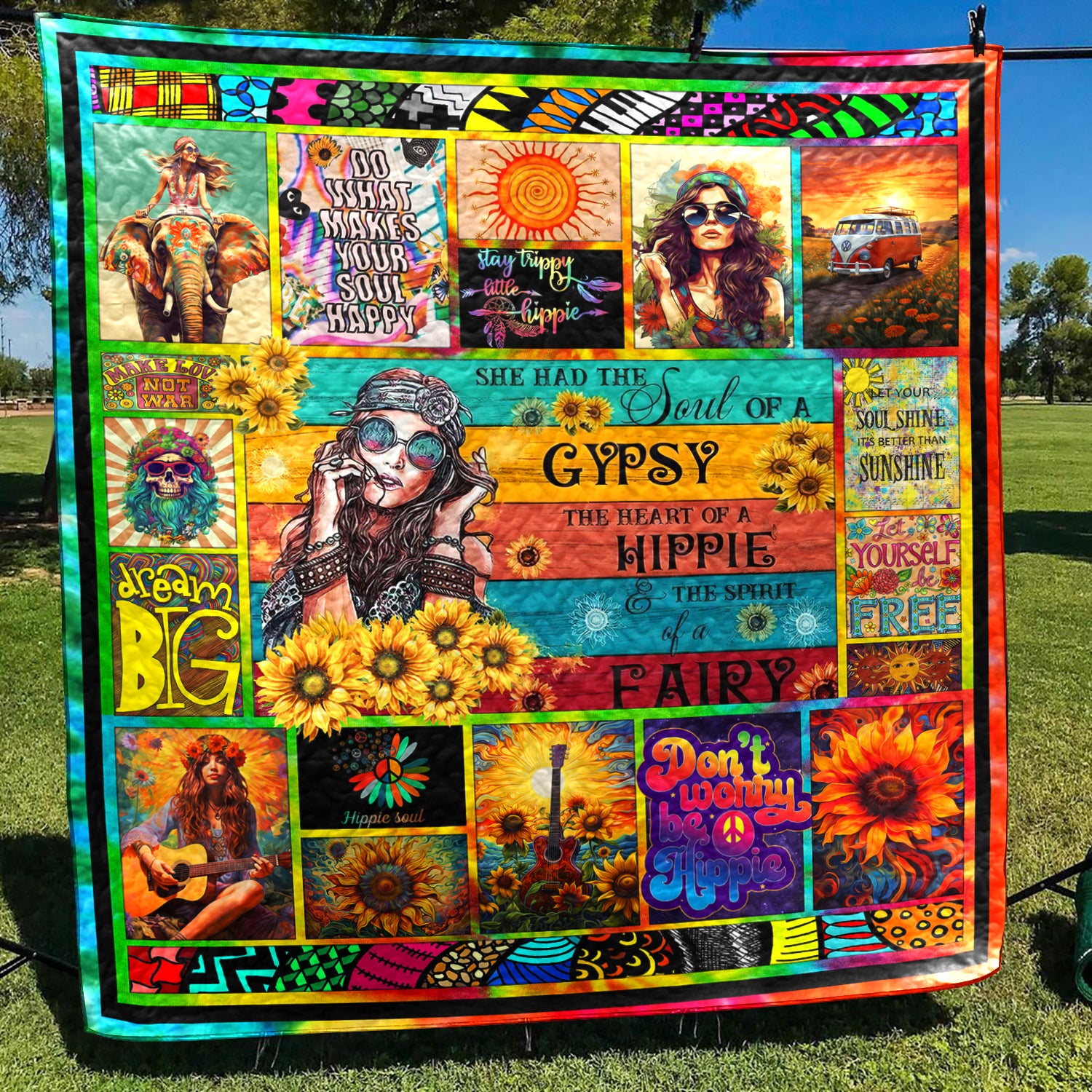 Sunflower Hippie Soul Art Quilt TL220604Y