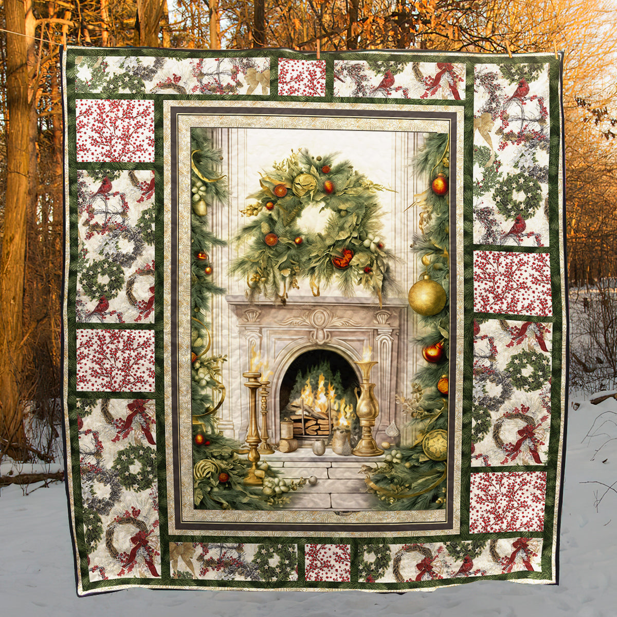 White Christmas Mantel Kit Timeless Treasures CLA1110514Q Art Quilt