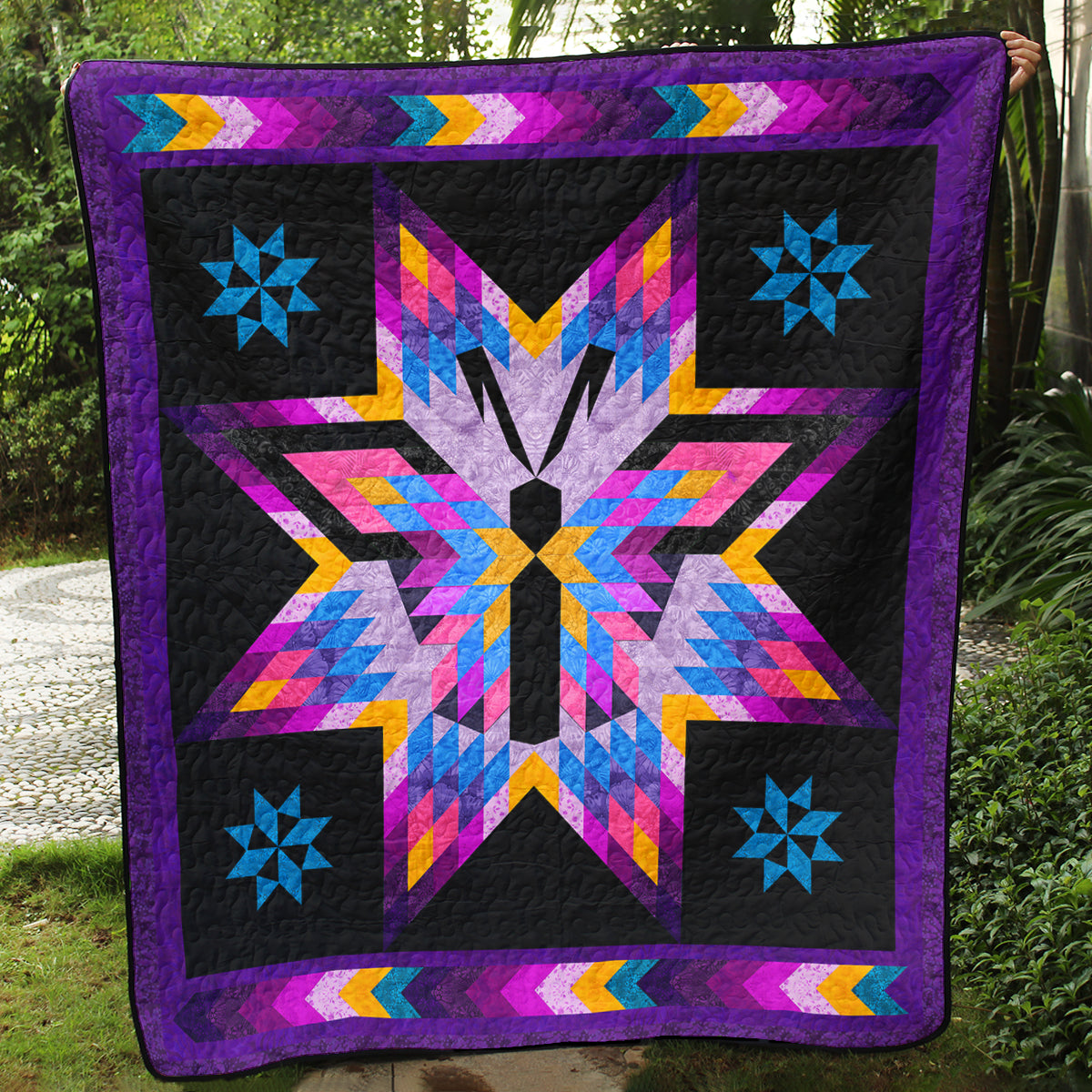 Butterfly Native American Inspired Star Art Quilt TL02082302BL