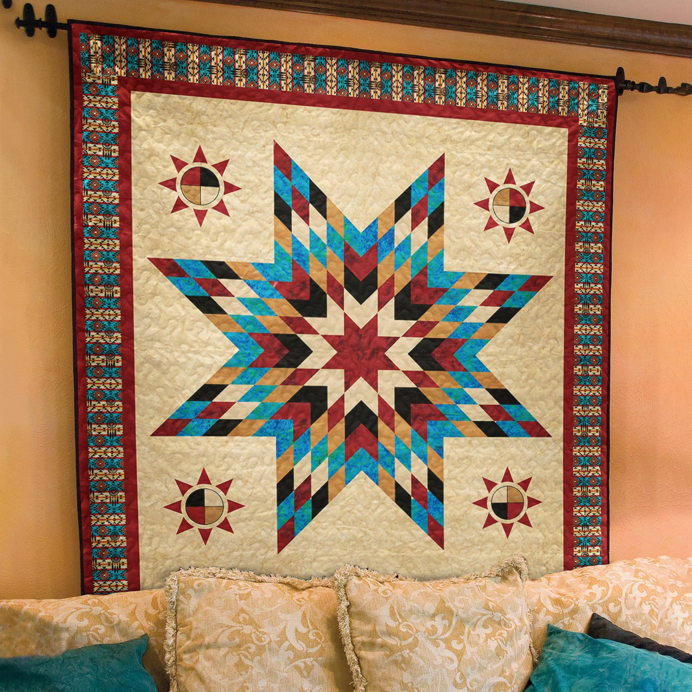 Native American Inspired Star Art Quilt TL25072302BL