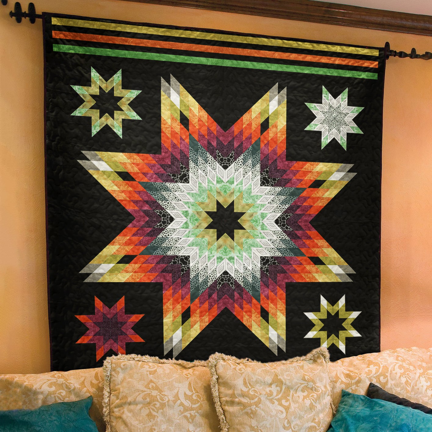 Native American Inspired Star Art Quilt TL22072304BL