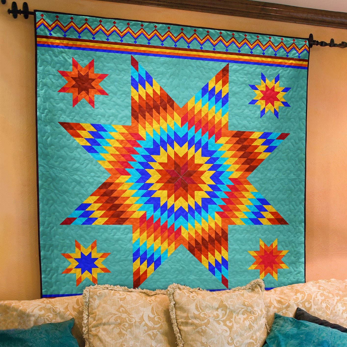 Native American Inspired Star Art Quilt TL01082304BL