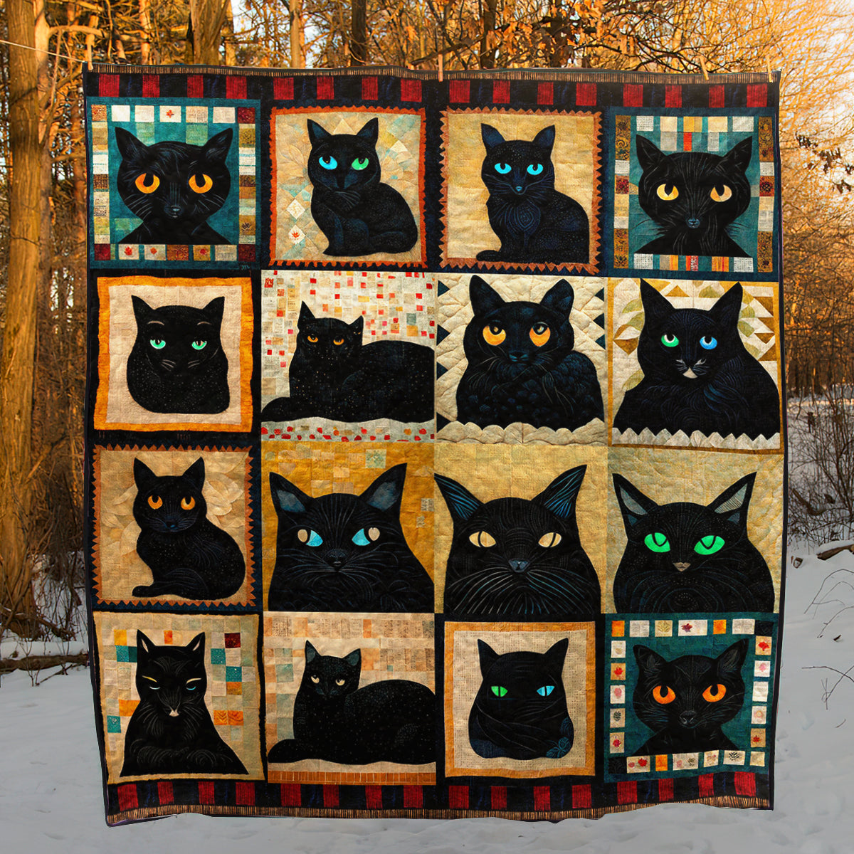 Black Cat Art Quilt TD201002Y