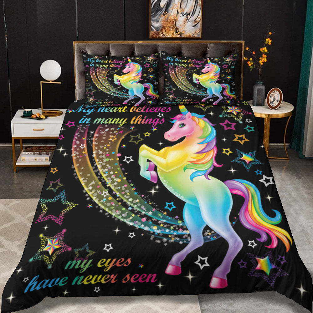 3d Rainbow Unicorn Fairytale With Stars CLH101002BB Bedding Sets