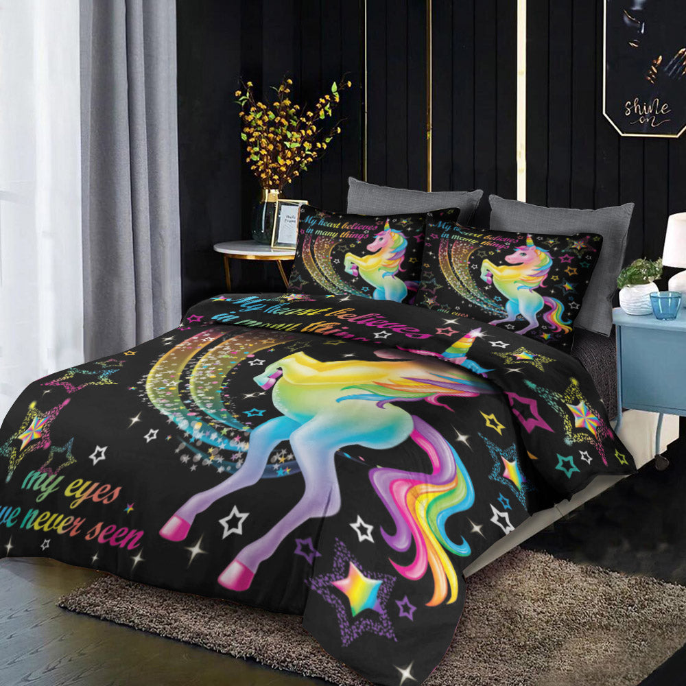 3d Rainbow Unicorn Fairytale With Stars CLH101002BB Bedding Sets