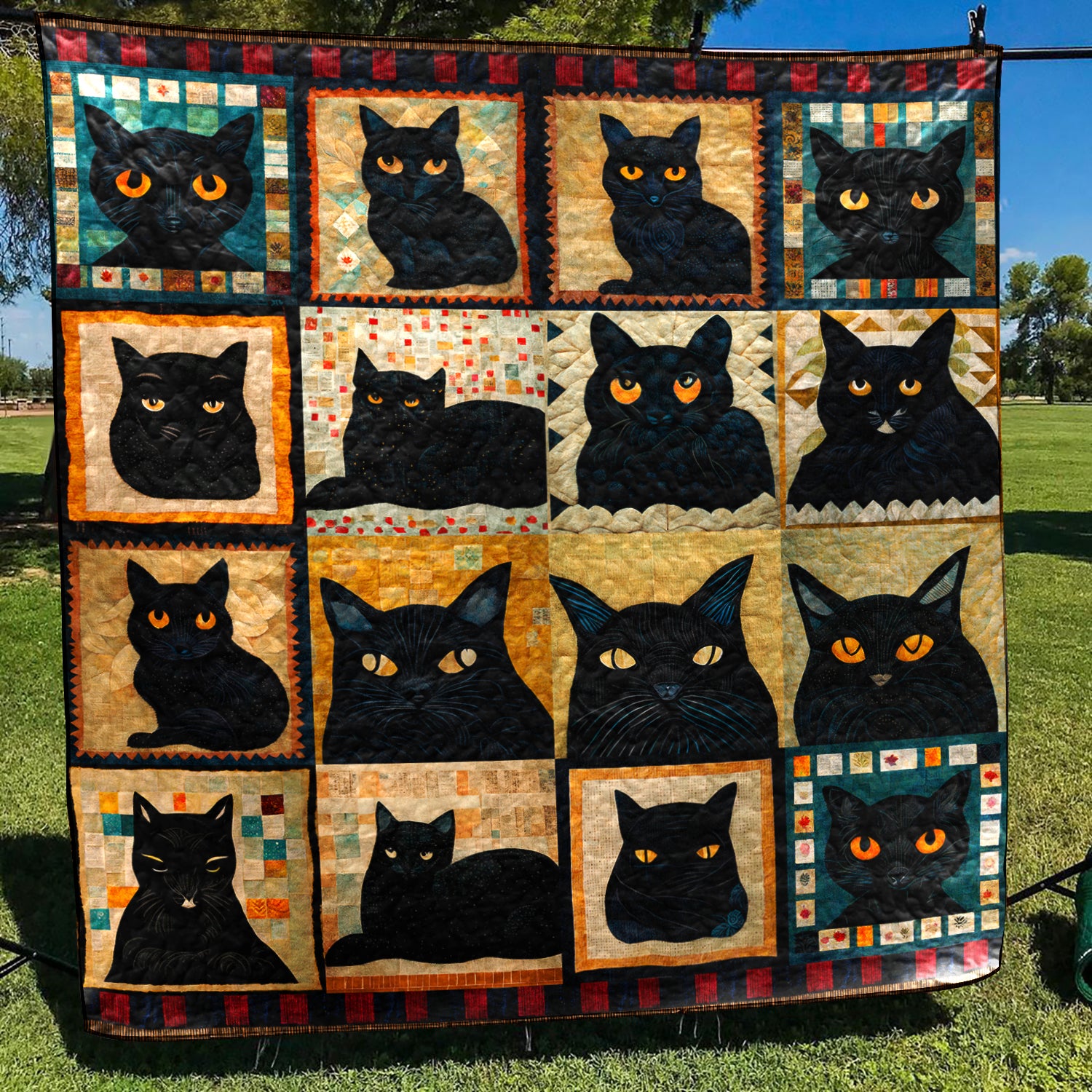 Black Cat Art Quilt TD201001Y