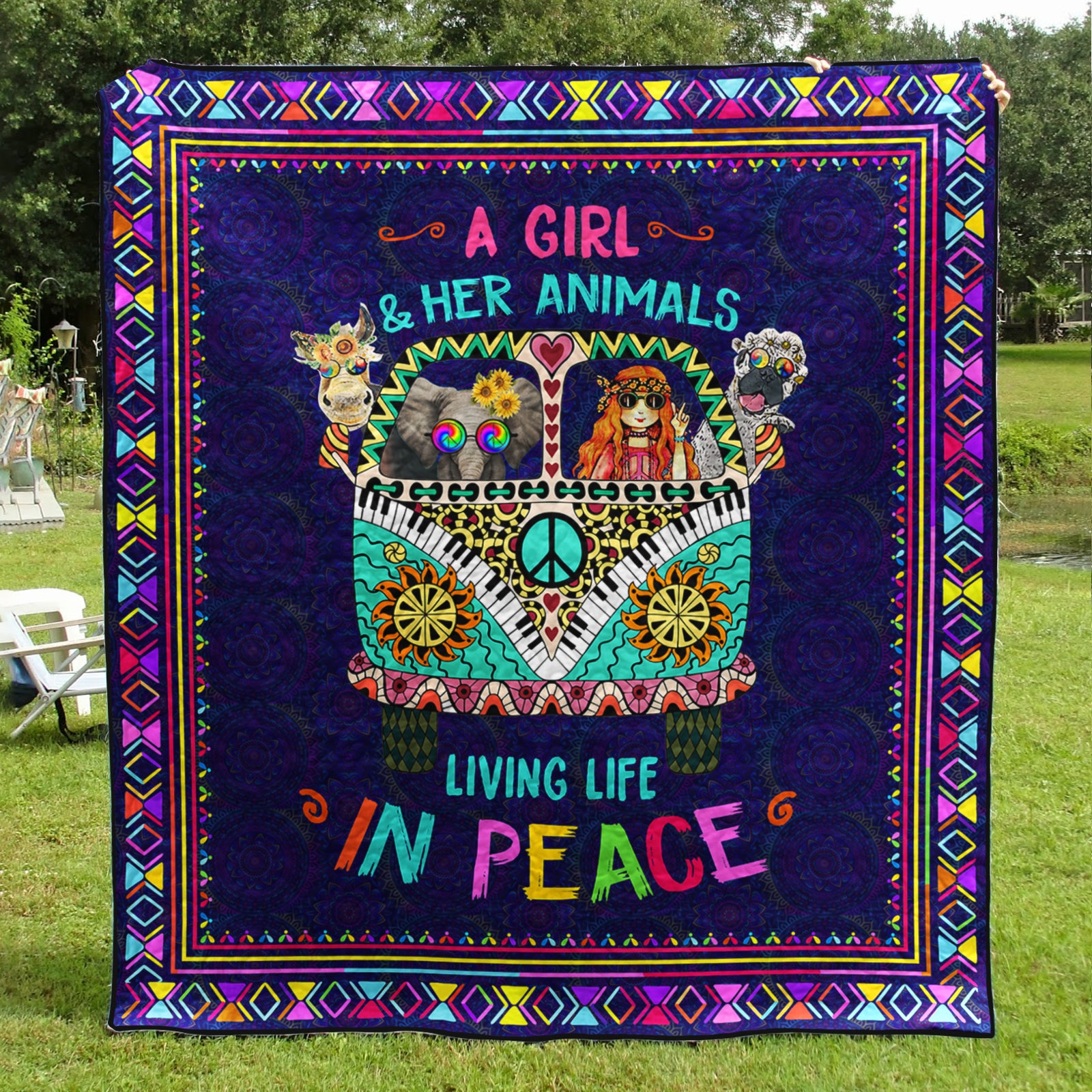 A Girl And Her Animal Living Life In Peace Art Quilt TL060701Y