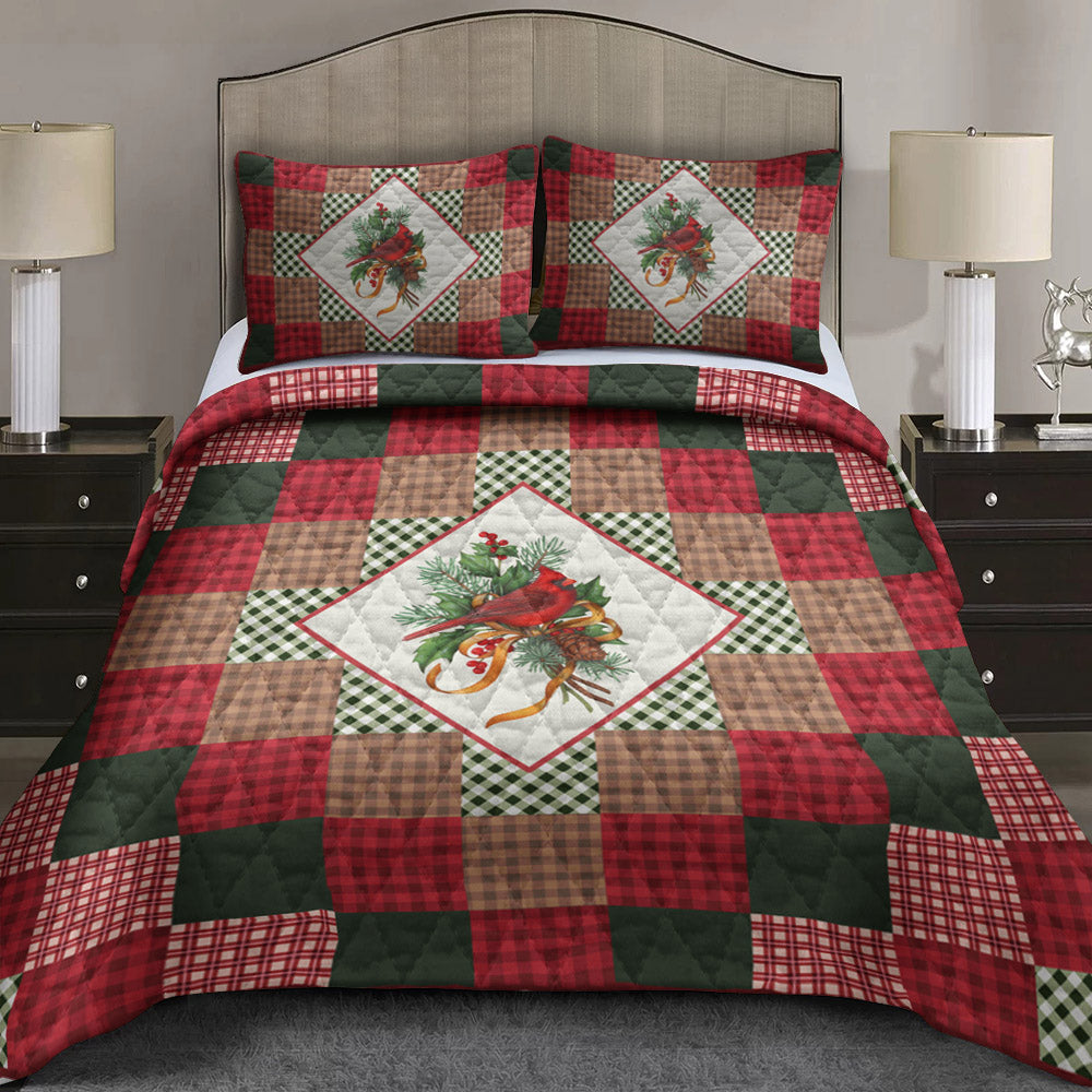 Cardinal Greenery Diamond Patchwork CLH2110025B Quilt Bed Set