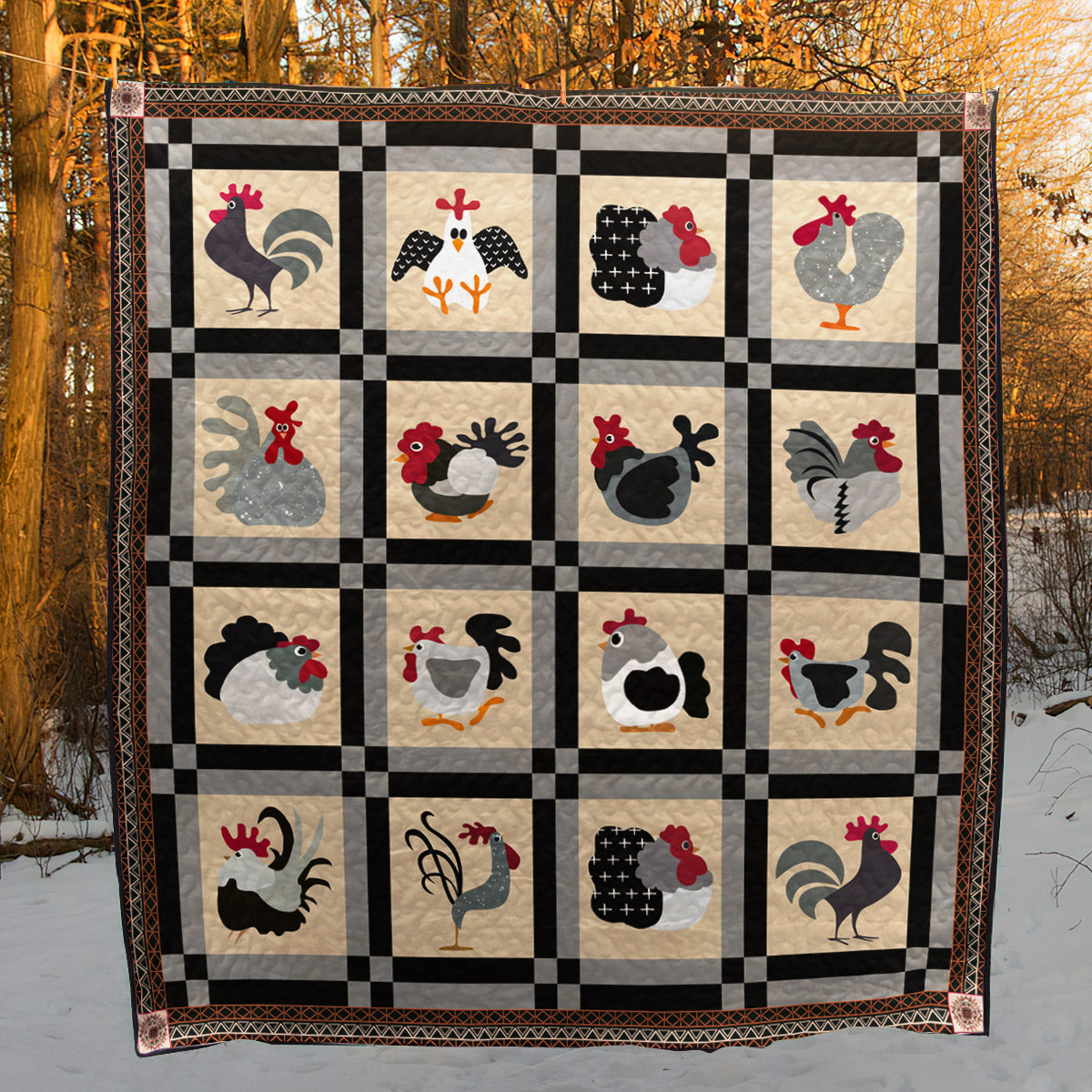 Chicken Art Quilt HT011106