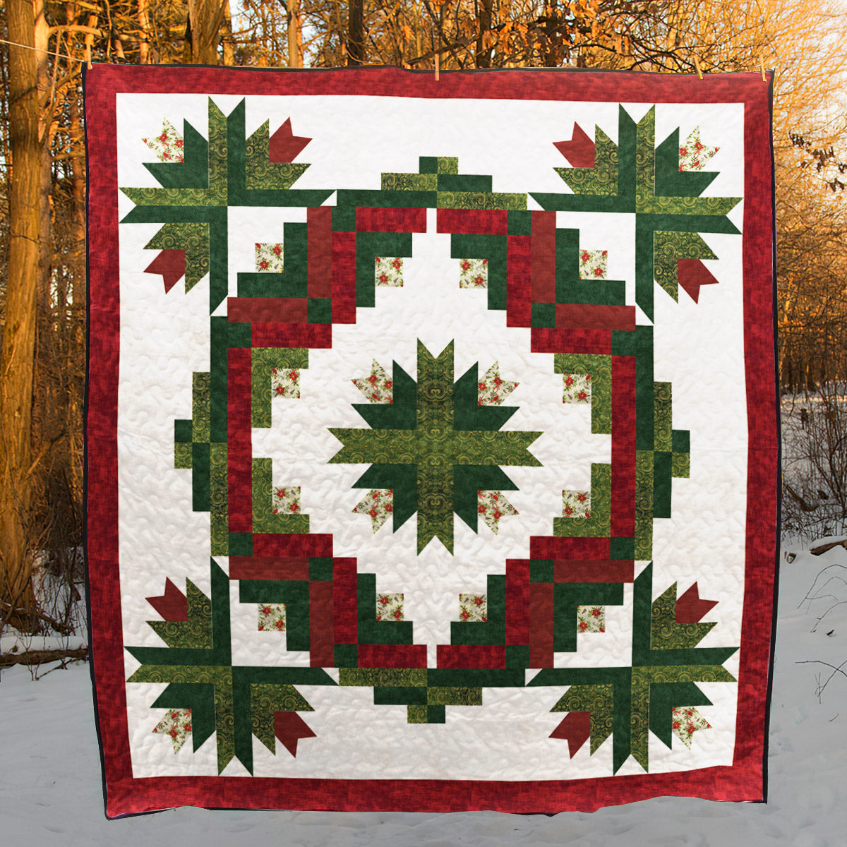 Christmas Cactus Wreath CLM30110263Q Art Quilt