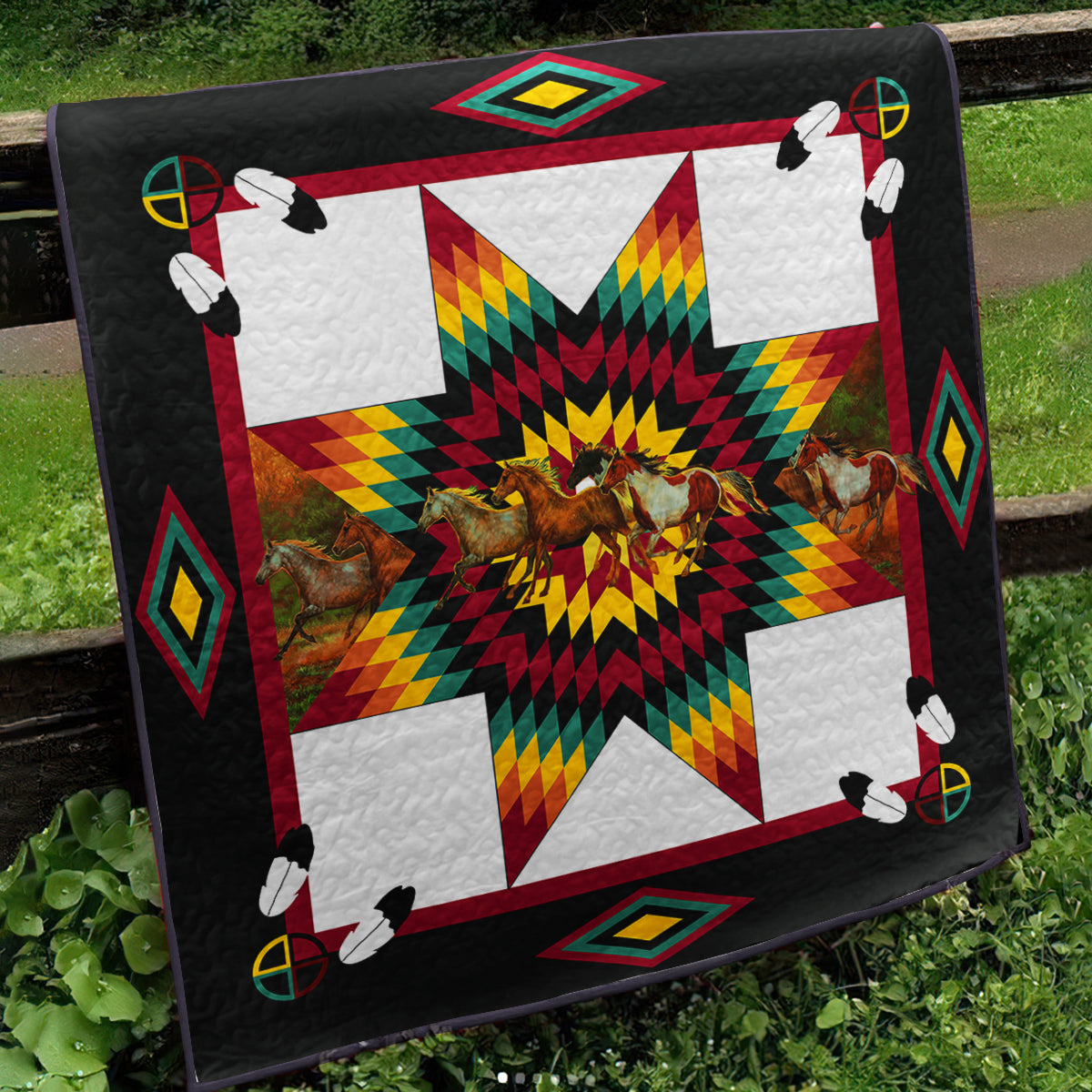 Native American Inspired Horse HN030802TAQ Art Quilt