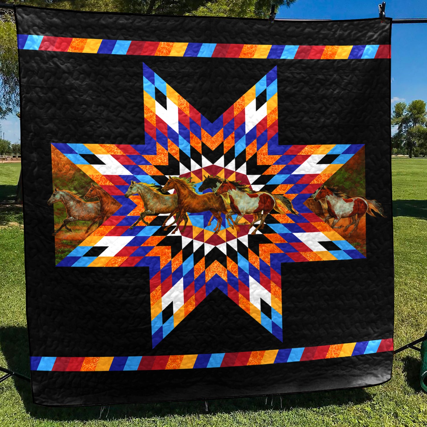 Native American Inspired Horse HN030801TAQ Art Quilt