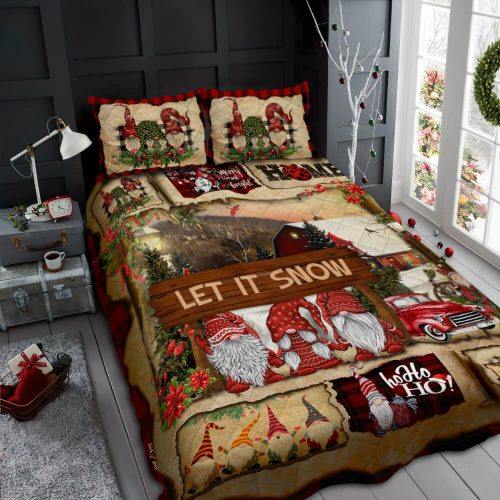 Let It Snow Gnome Christmas Quilt Bed Set CLH0809006