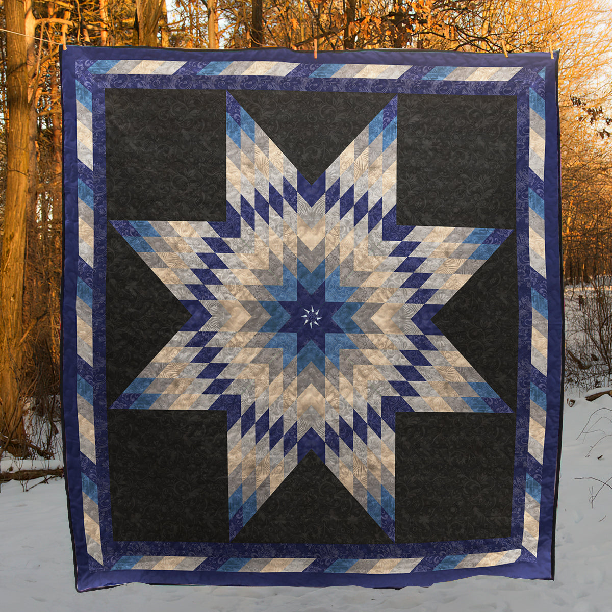 Native American Inspired Blue Star Art Quilt TN250502D