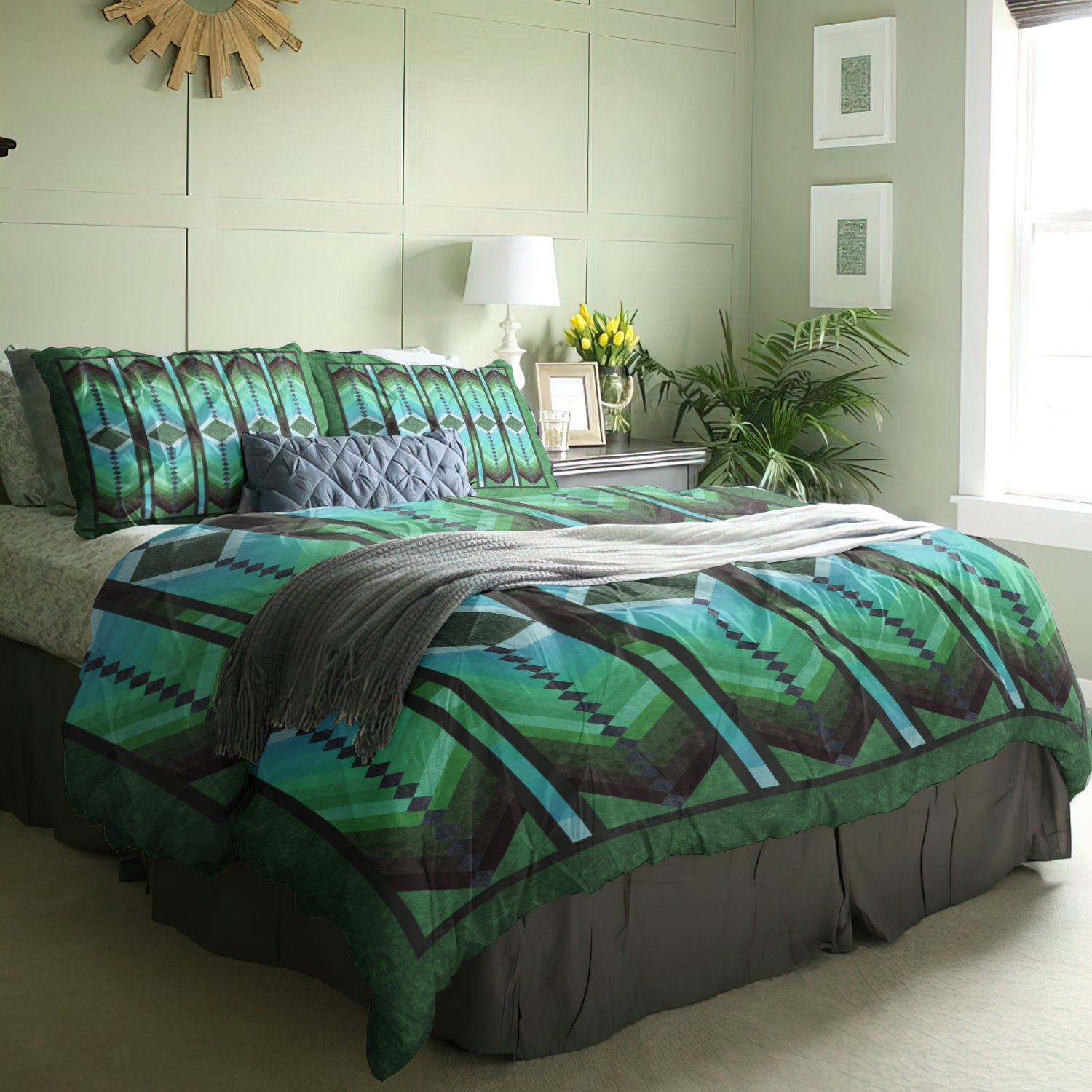 Native American Inspired Green Bedding Sets MT020607ABS