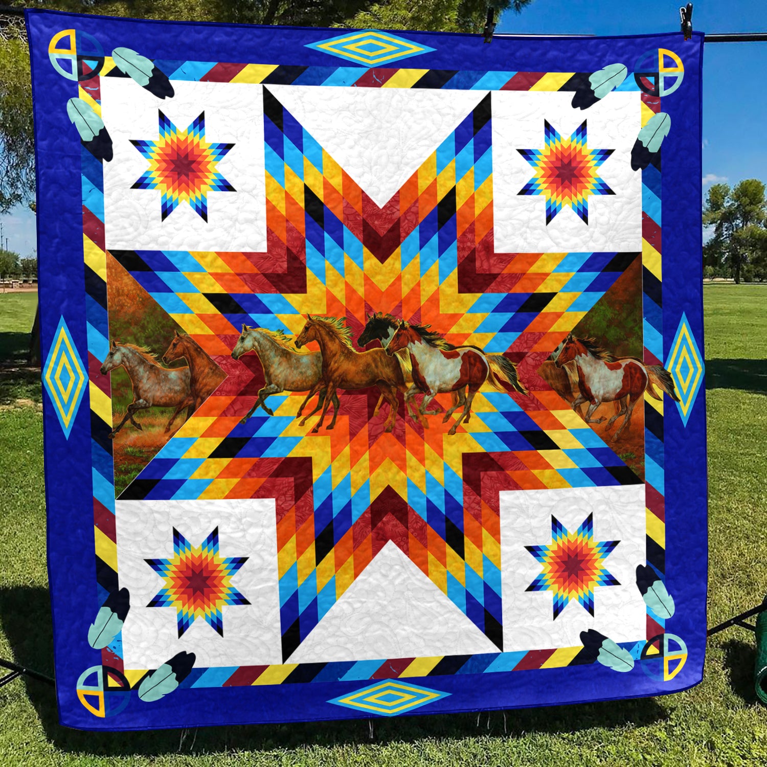 Native American Inspired Horse Art Quilt HN201002Y