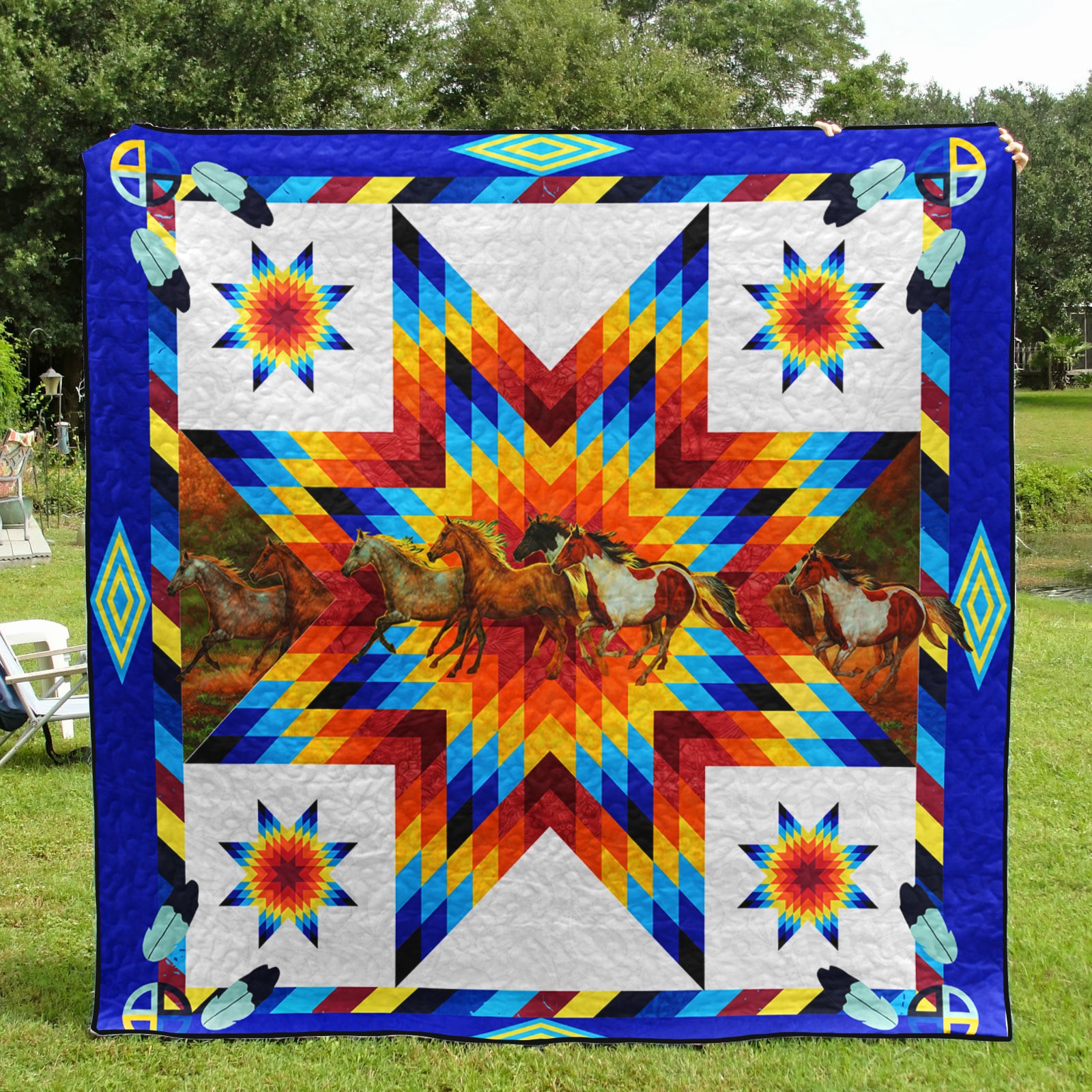 Native American Inspired Horse Art Quilt HN201002Y