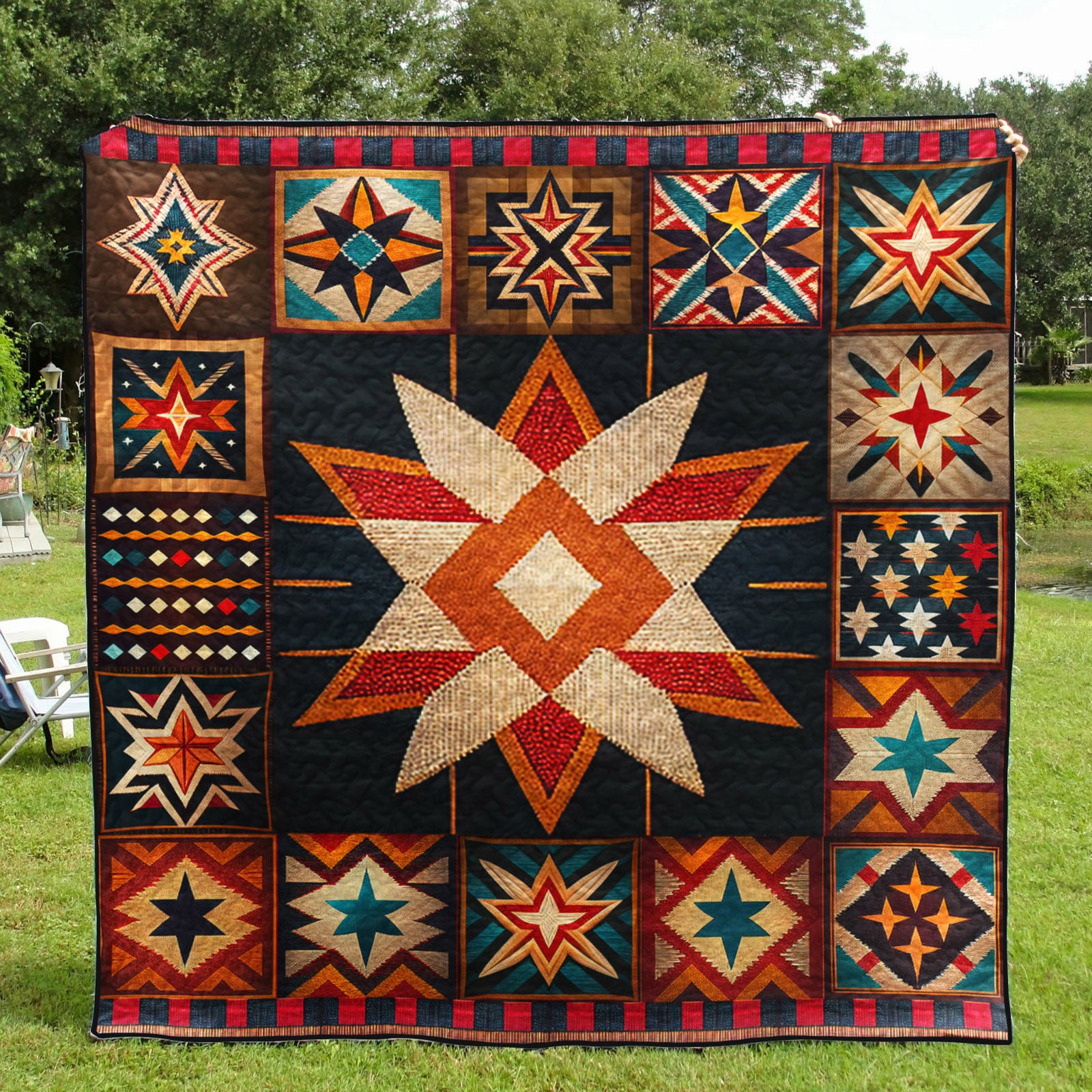 Native Pattern Stars Native American Inspired Star Art Quilt TD170802Y