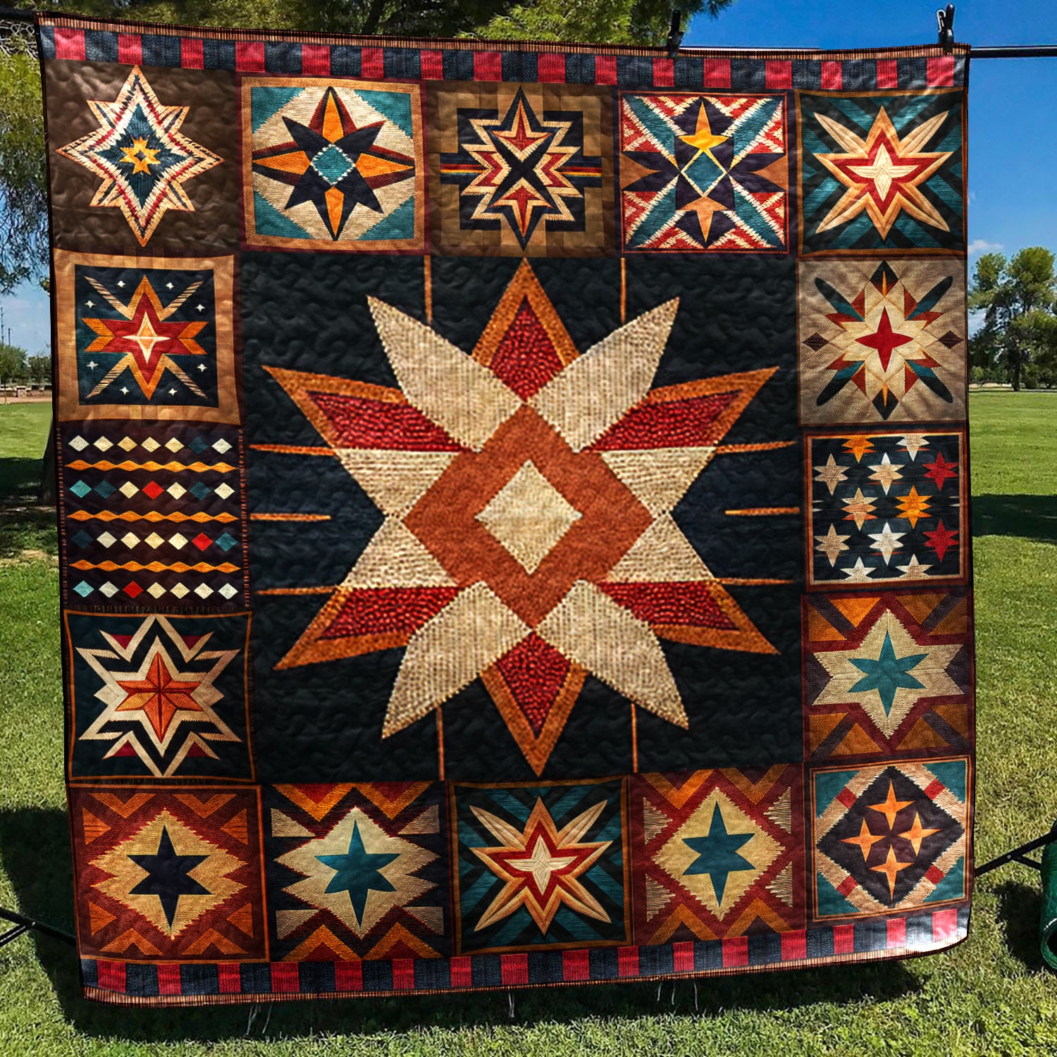 Native American Inspired Star Art Quilt TD170802Y