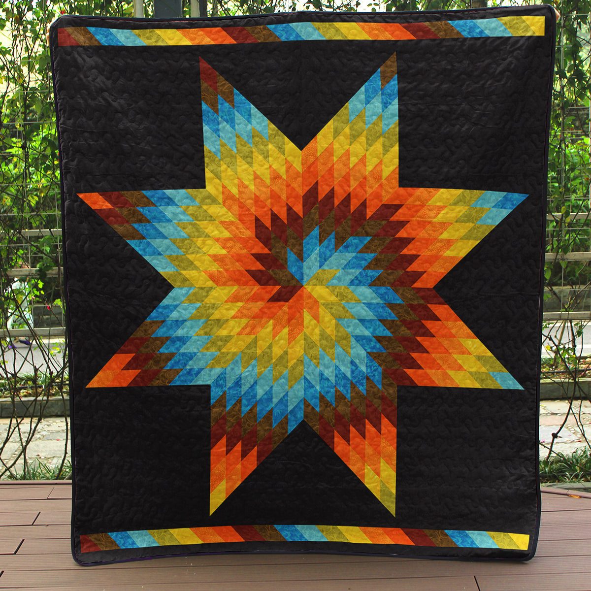 Native American Inspired Swirl Star Art Quilt HN300504M