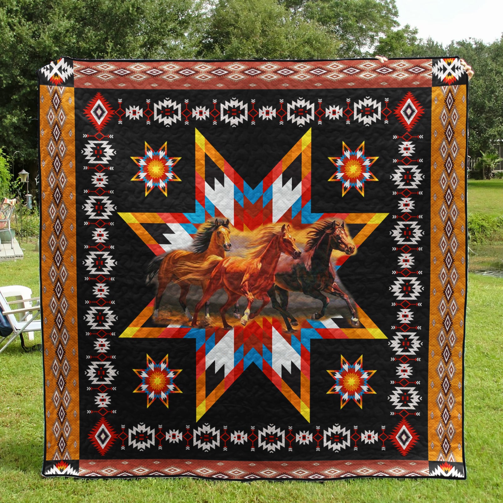 Horse Native American Inspired Art Quilt HN10032301BL