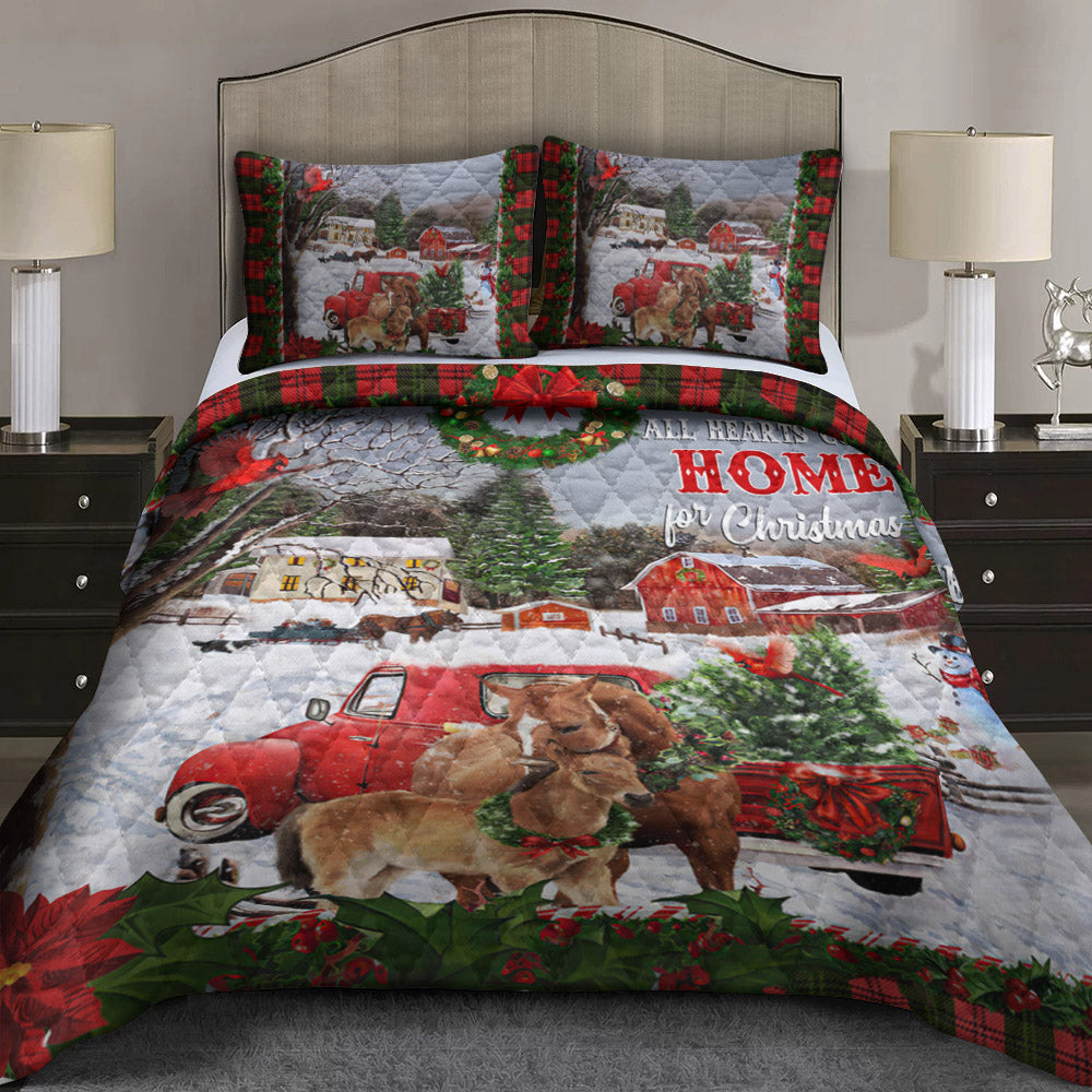 Red Truck Christmas Quilt Bed Set HT240912