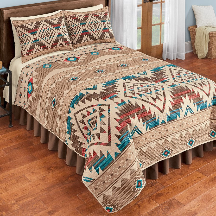 Reversible Southwest Geometric Aztec CLM2210207B Quilt Bed Set