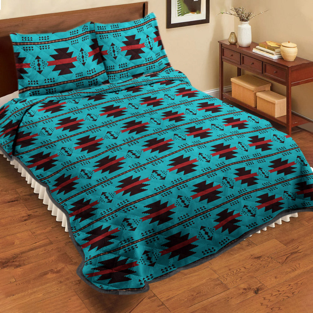 Rustic Southwestern Turquoise Aztec CLM211044 Quilt Bed Set
