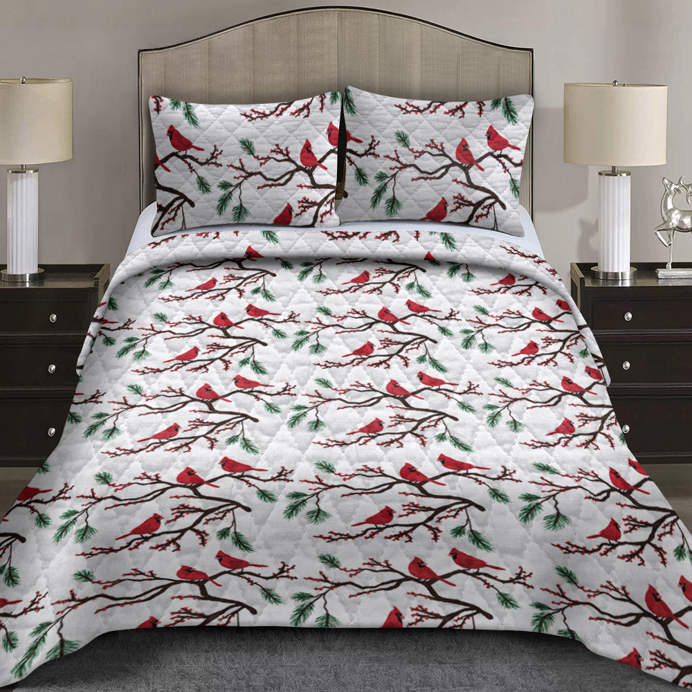 Winter Cardinals Christmas CLH2110142B Quilt Bed Set