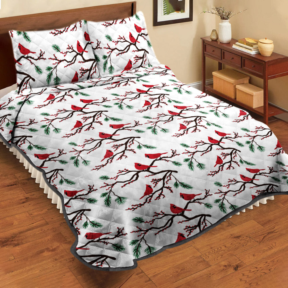 Winter Cardinals Christmas CLH2110142B Quilt Bed Set
