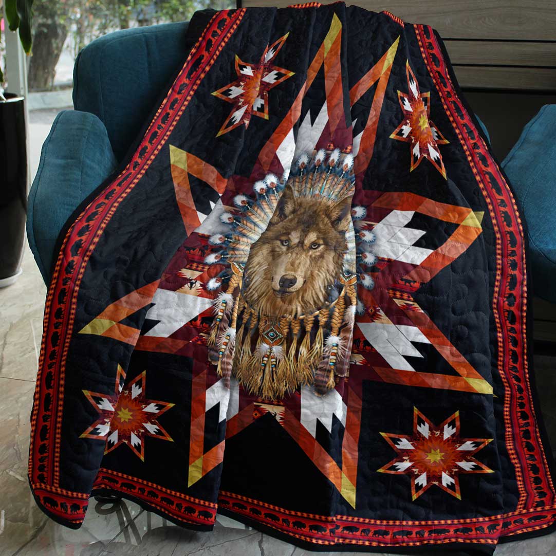 Native American Inspired Wolf Art Quilt HN080402D